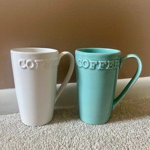 Target Coffee Mugs in Teal and White Primagero